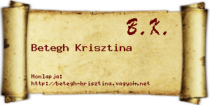 Betegh Krisztina névjegykártya